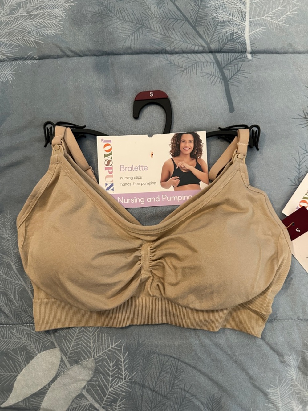 NWTS Joyspun Nursing & Pumping Bralette in Beige - Hands-Free Support Sz S